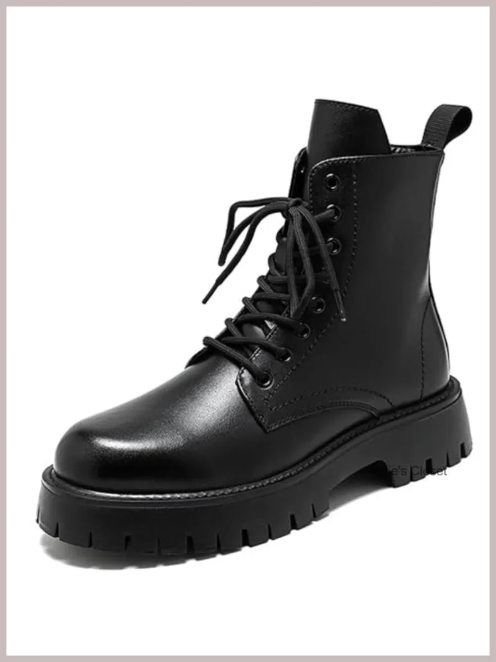Patent Leather Platform Combat Boots Lace Up Side Zipper Chunky Lug Sole Men's